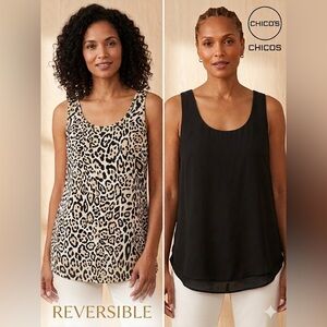 Chico's Women's Leopard Print and Black Reversible Tank Top
